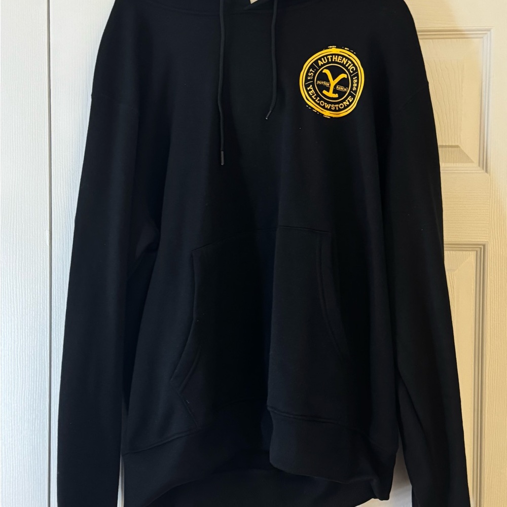 Black Yellowstone Sweatshirt with Yellow Lettering